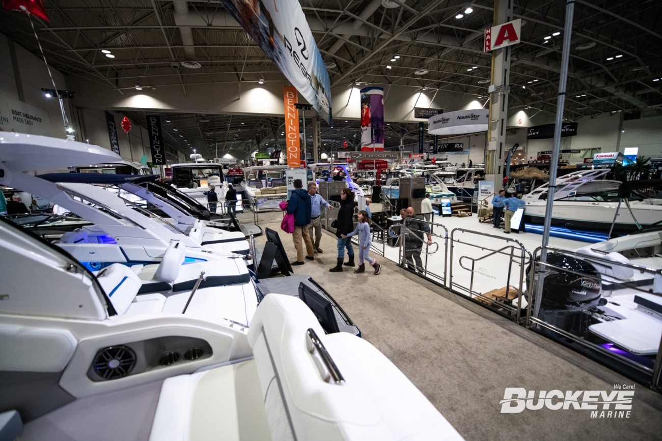 busy booth in a boat show